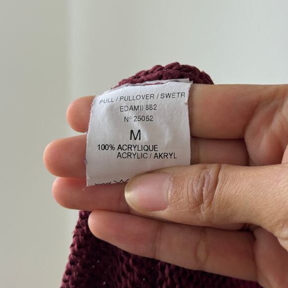 Vintage Jacqueline Riu French ruffled trim knit cardigan in berry & rose (Small) - Picture 8 of 9